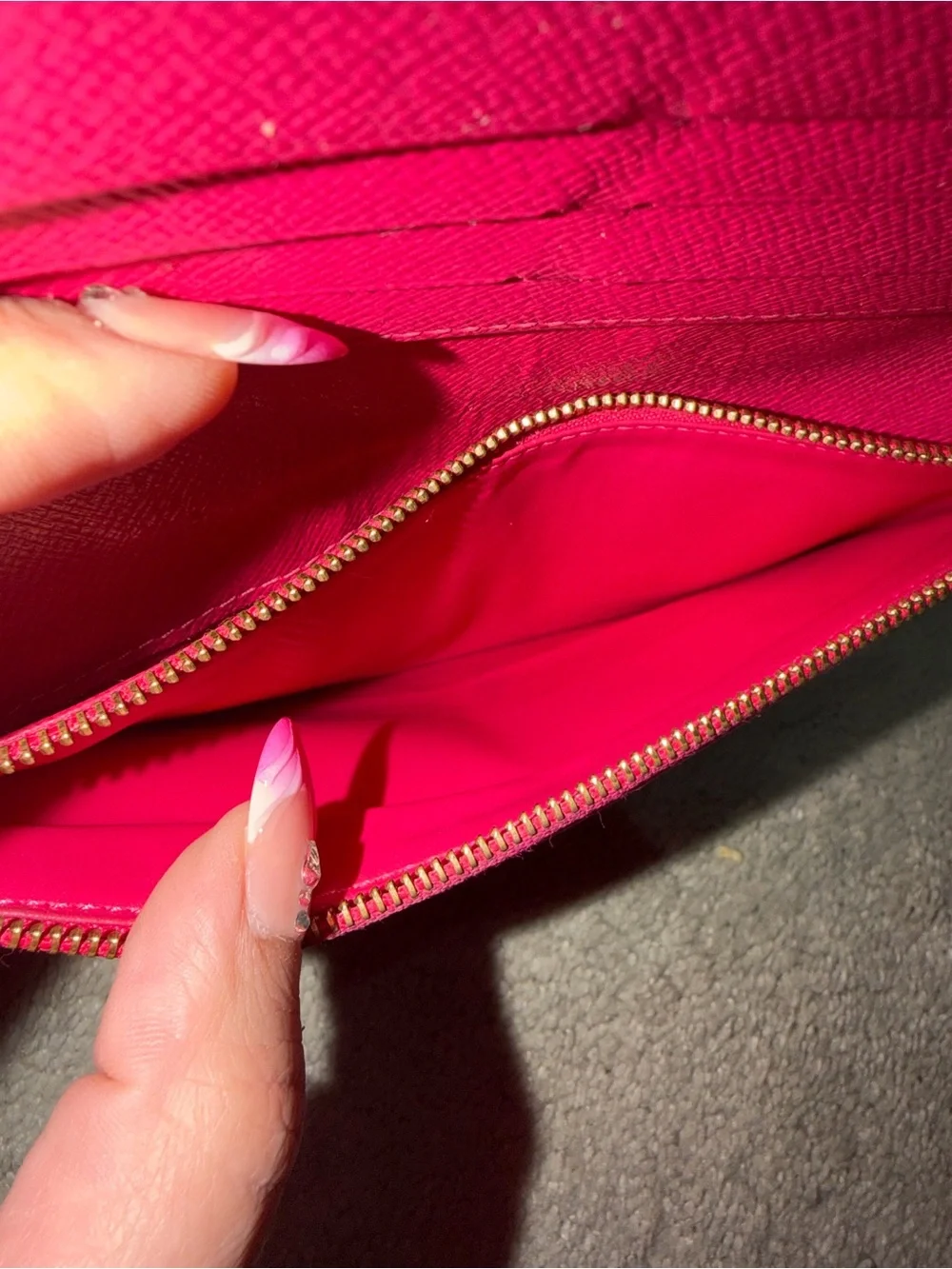 Louis Vuitton Monogram Zip Wallet in Brown with Pink interior rare